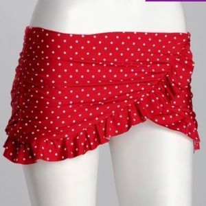 Jantzen Red Polka Dot Skirted Bikini Bottoms Size 10